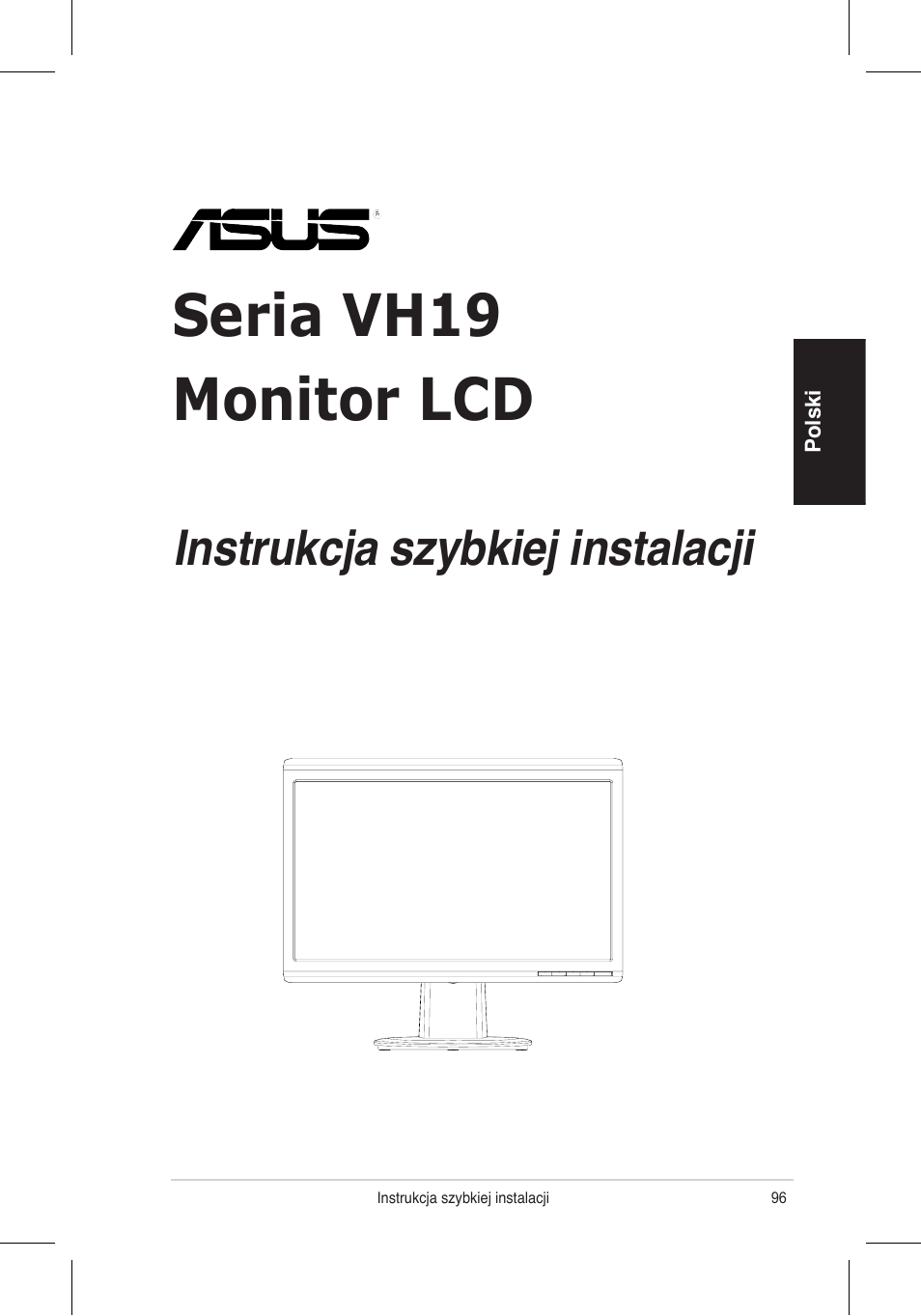 Seria vh196 monitor lcd, Instrukcja szybkiej instalacji | Asus VH196 Series User Manual | Page 98 / 157