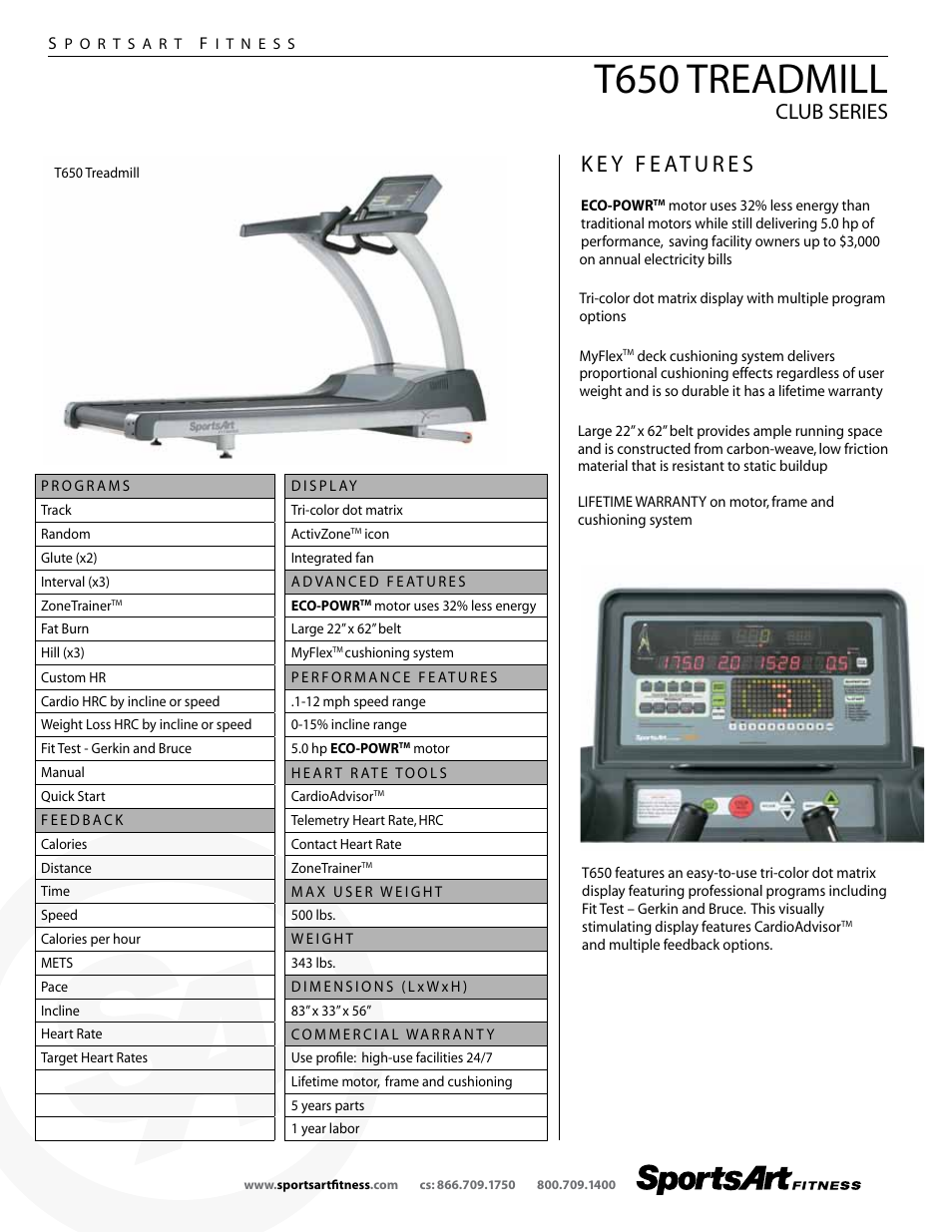 SportsArt Fitness T650 User Manual | 1 page