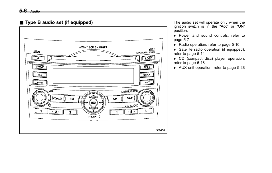 Type b audio set | Subaru 2001 Outback User Manual | Page 182 / 448