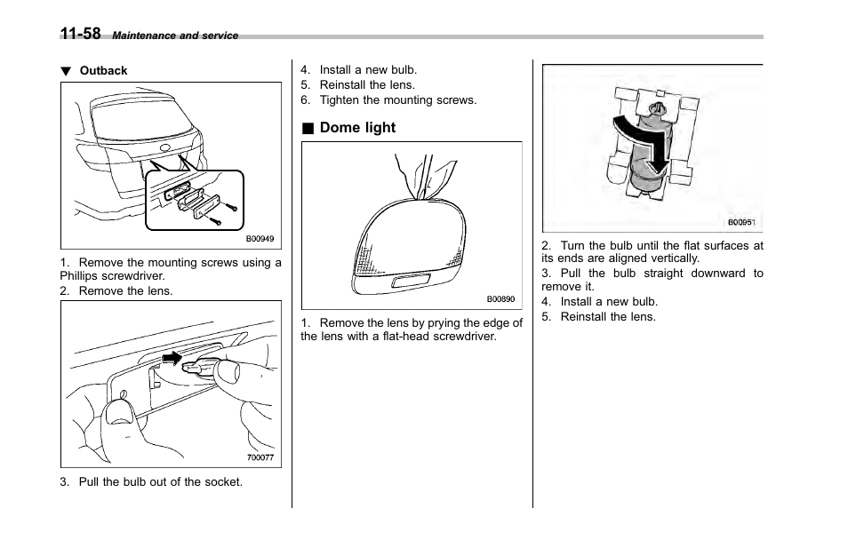 Dome light | Subaru 2001 Outback User Manual | Page 394 / 448