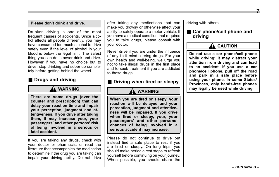 Subaru 2001 Outback User Manual | Page 9 / 448