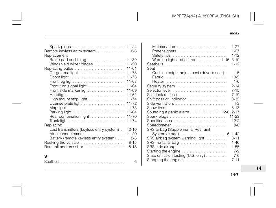 Subaru Impreza User Manual | Page 31 / 35