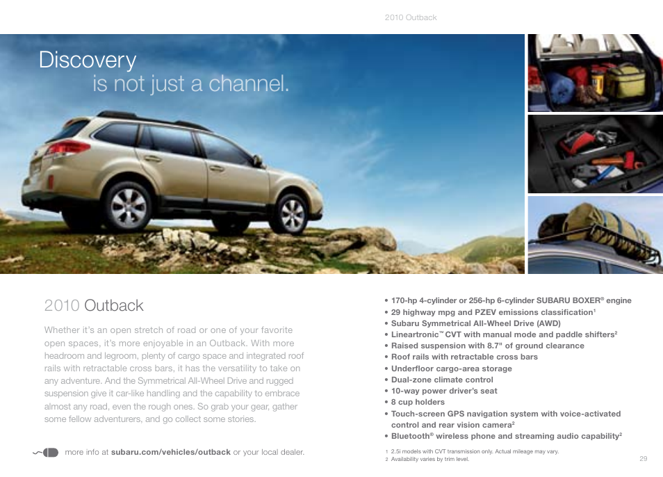 Discovery is not just a channel, 2010 outback | Subaru 2010 Outback User Manual | Page 16 / 20