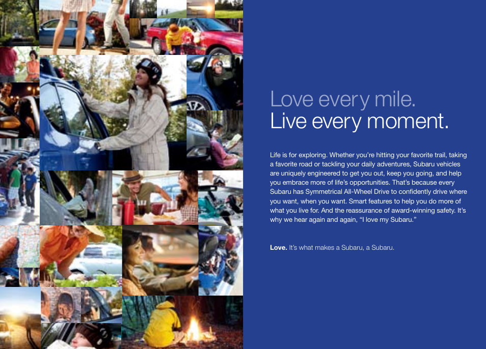 Love every mile. live every moment | Subaru 2010 Outback User Manual | Page 2 / 20