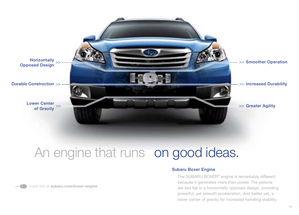 An engine that runs on good ideas | Subaru 2010 Outback User Manual | Page 8 / 20