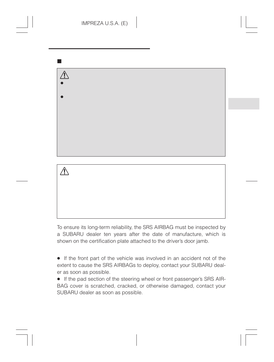 System servicing, Warning, Caution | Subaru Impreza 2.2L MT User Manual | Page 103 / 328