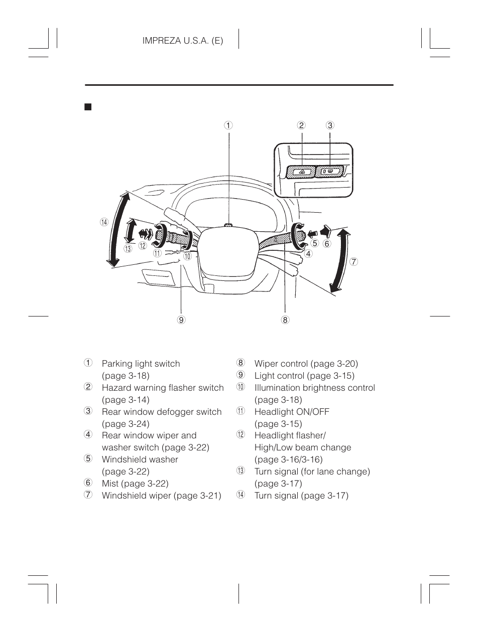 Light controls/wiper controls | Subaru Impreza 2.2L MT User Manual | Page 109 / 328