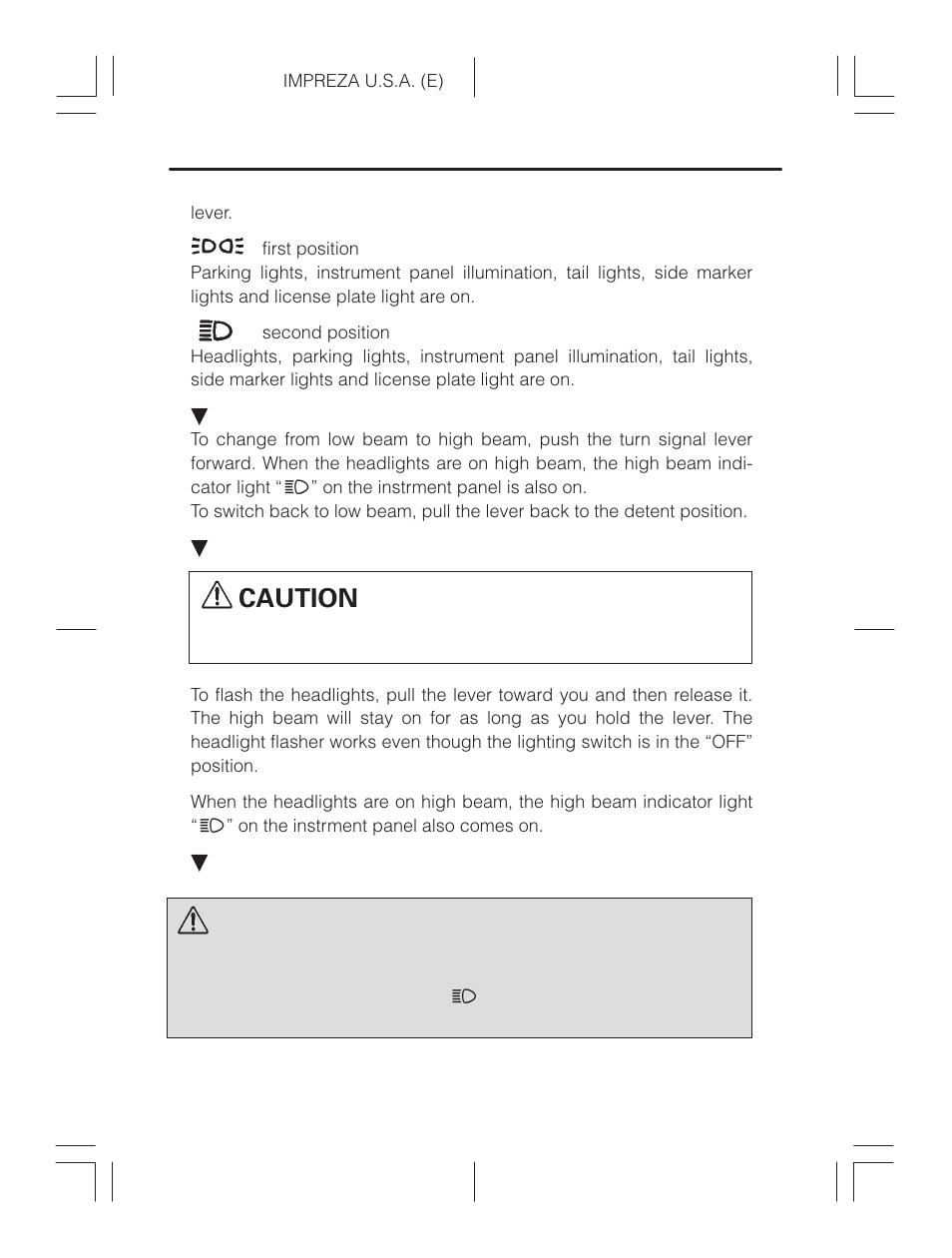 Caution, Warning | Subaru Impreza 2.2L MT User Manual | Page 121 / 328