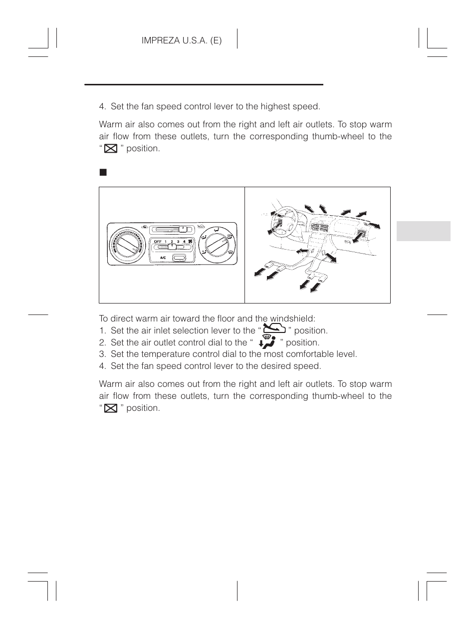 Heating and defrosting | Subaru Impreza 2.2L MT User Manual | Page 137 / 328