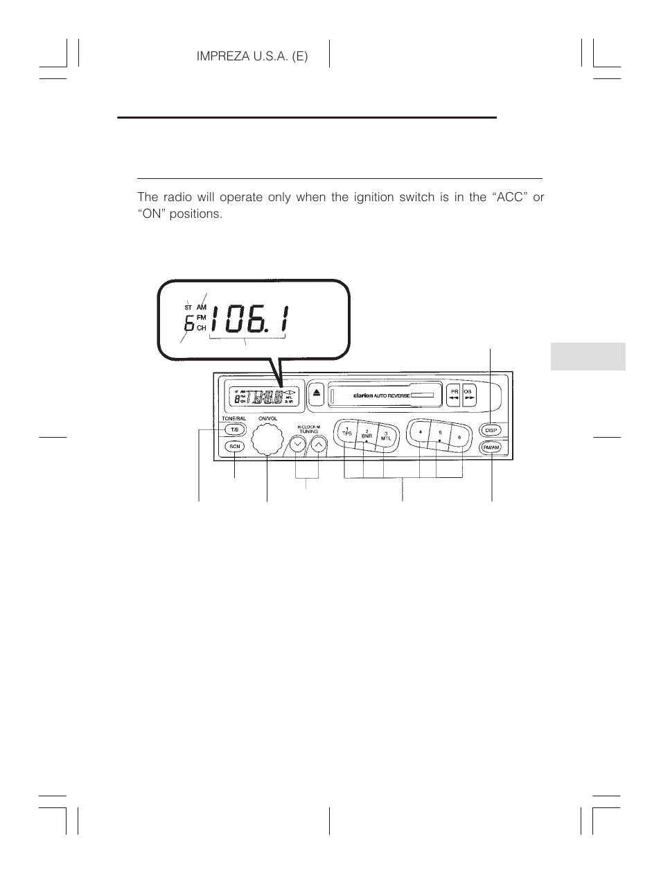 Radio operation | Subaru Impreza 2.2L MT User Manual | Page 147 / 328