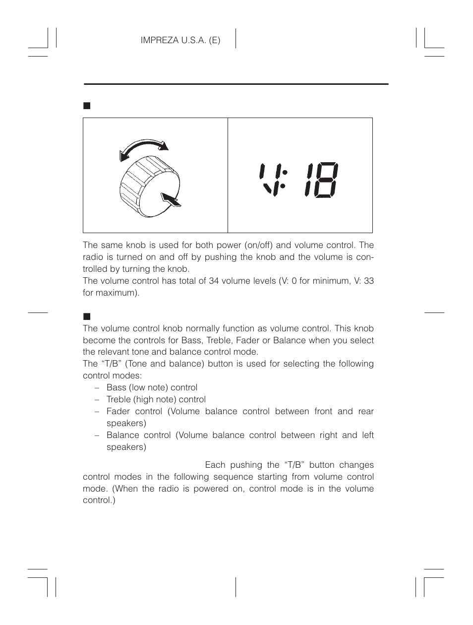 Power switch and volume control (on/vol), Tone and balance control (tone/bal) | Subaru Impreza 2.2L MT User Manual | Page 148 / 328