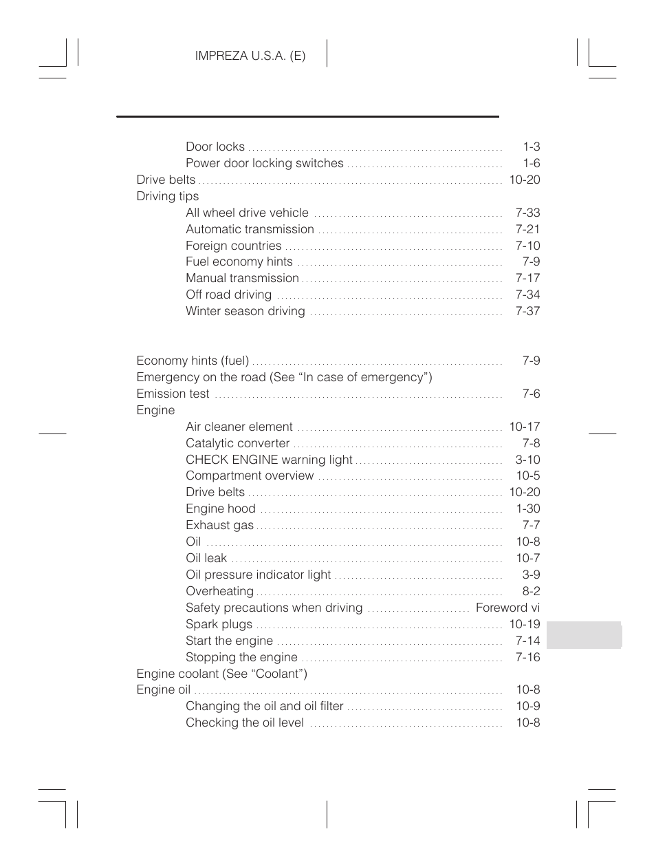 D to e | Subaru Impreza 2.2L MT User Manual | Page 17 / 328