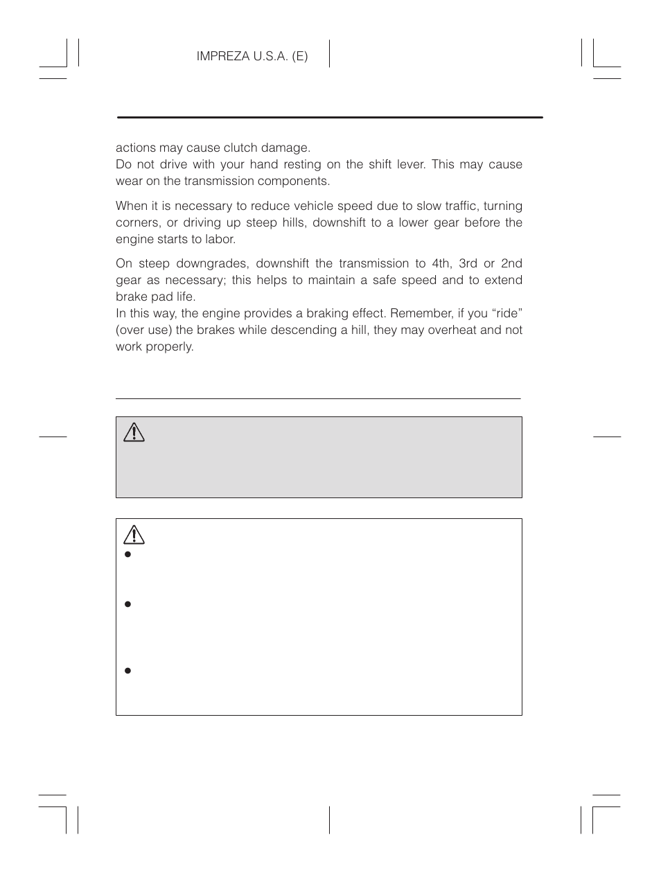 Automatic transmission, Warning, Caution | Subaru Impreza 2.2L MT User Manual | Page 200 / 328