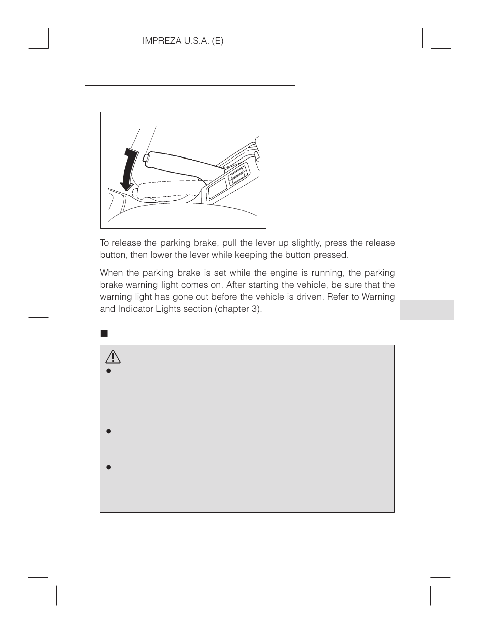 Parking tips, Warning | Subaru Impreza 2.2L MT User Manual | Page 209 / 328