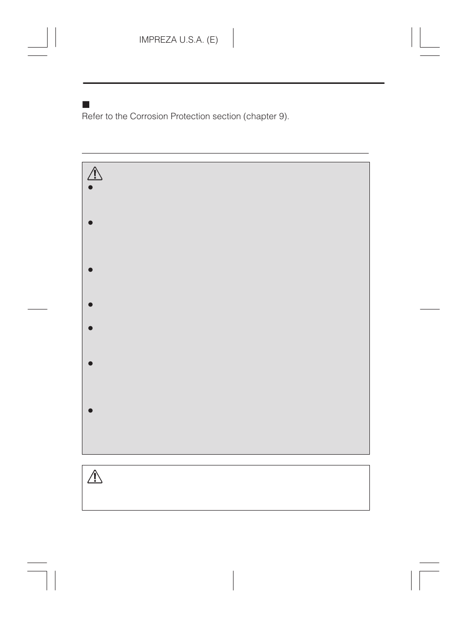 Corrosion protection, Loading your vehicle, Warning | Caution | Subaru Impreza 2.2L MT User Manual | Page 224 / 328