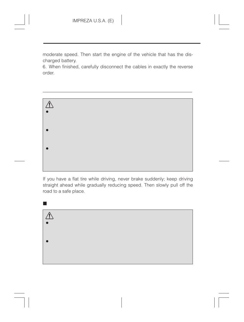 Flat tires, Changing a flat tire, Warning | Subaru Impreza 2.2L MT User Manual | Page 238 / 328