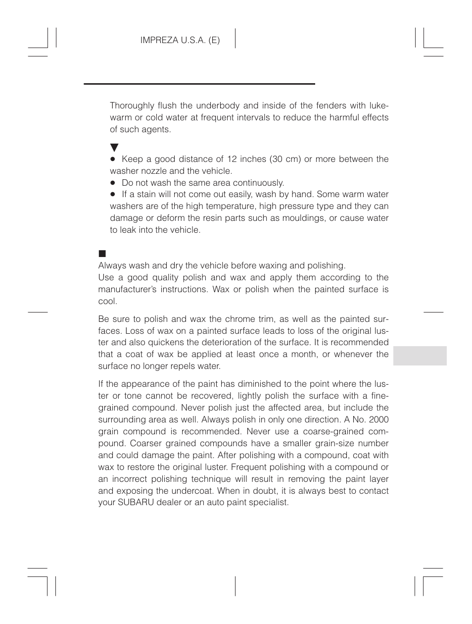 Waxing and polishing | Subaru Impreza 2.2L MT User Manual | Page 253 / 328