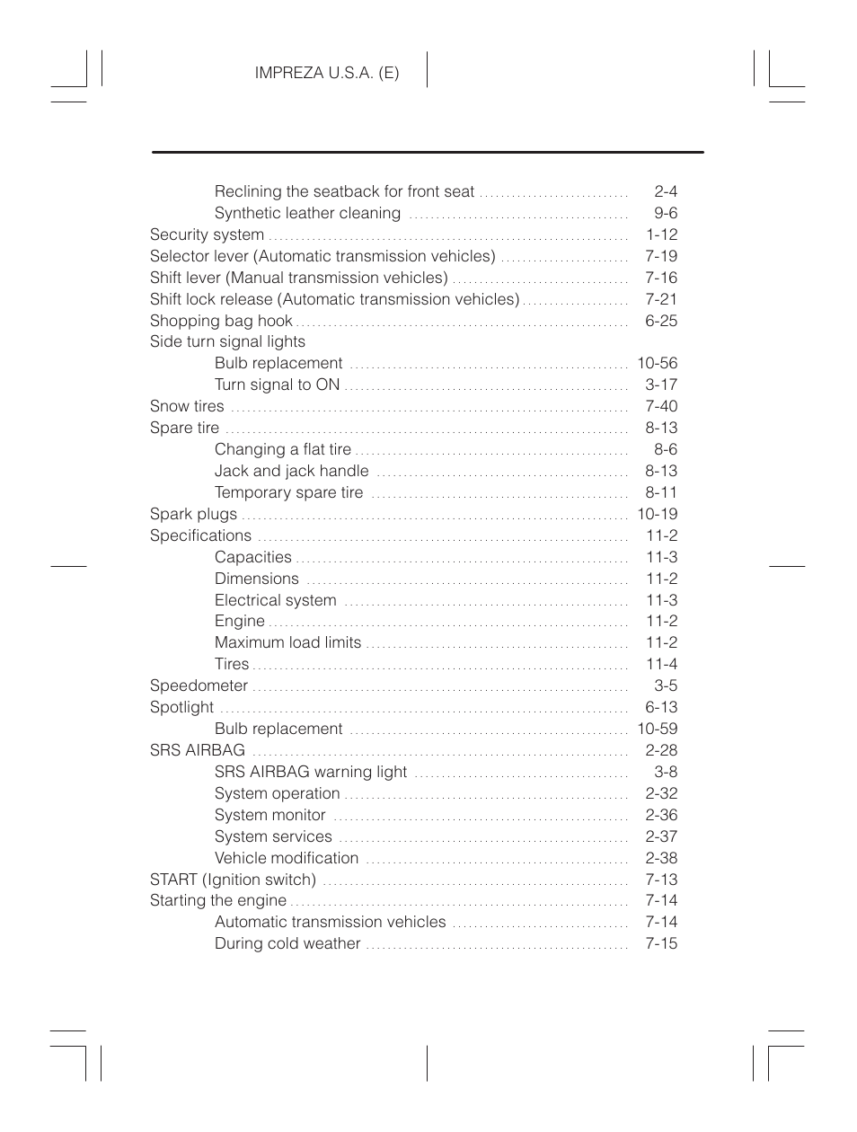 Subaru Impreza 2.2L MT User Manual | Page 26 / 328