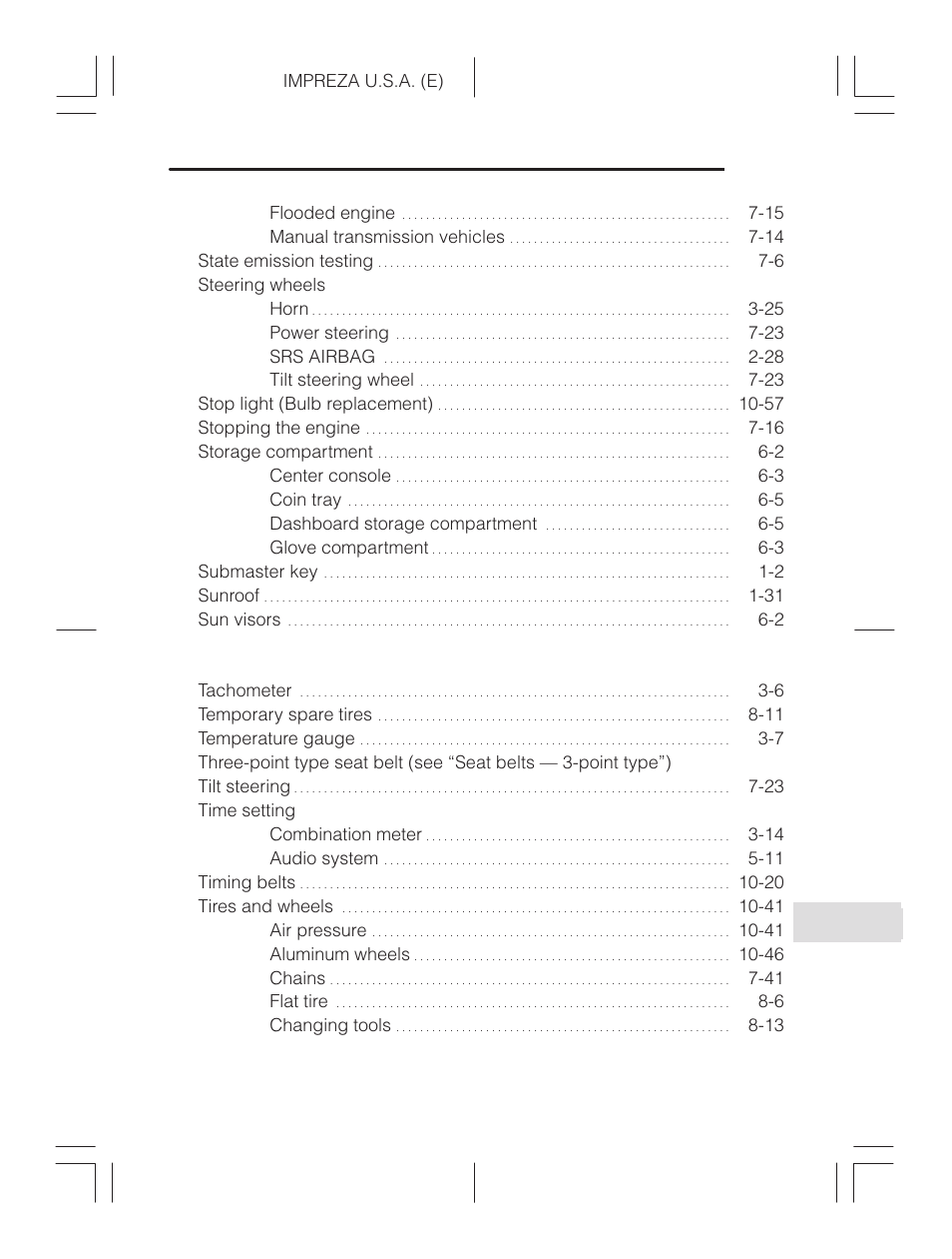 S to t | Subaru Impreza 2.2L MT User Manual | Page 27 / 328