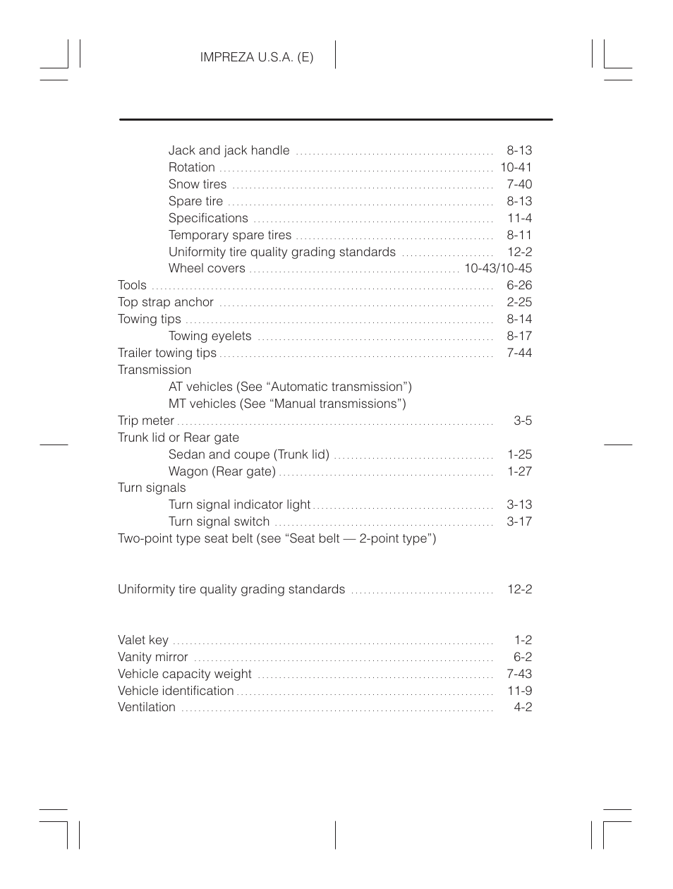 T to v | Subaru Impreza 2.2L MT User Manual | Page 28 / 328