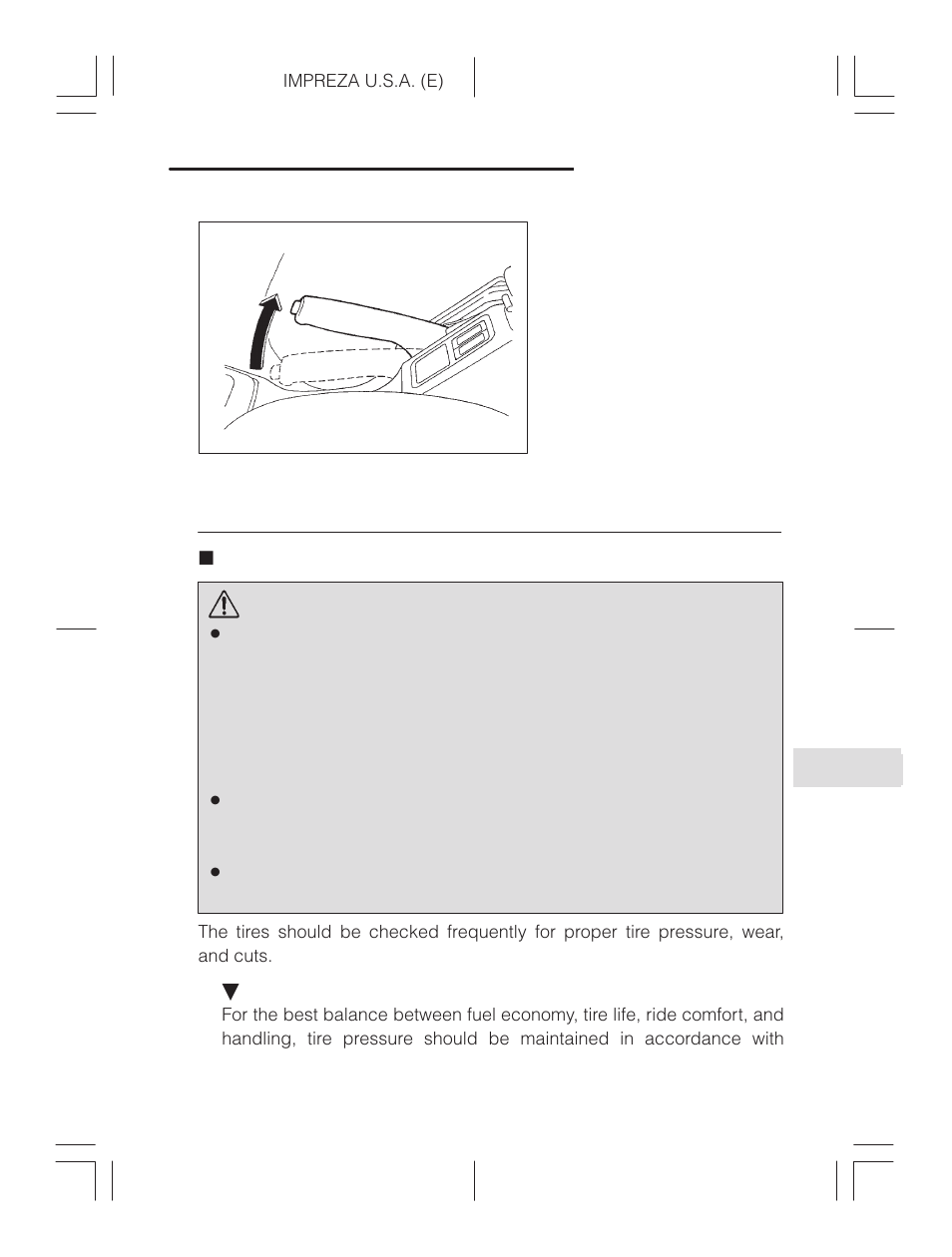 Tires and wheels, Inspection and rotation, Warning | Subaru Impreza 2.2L MT User Manual | Page 297 / 328