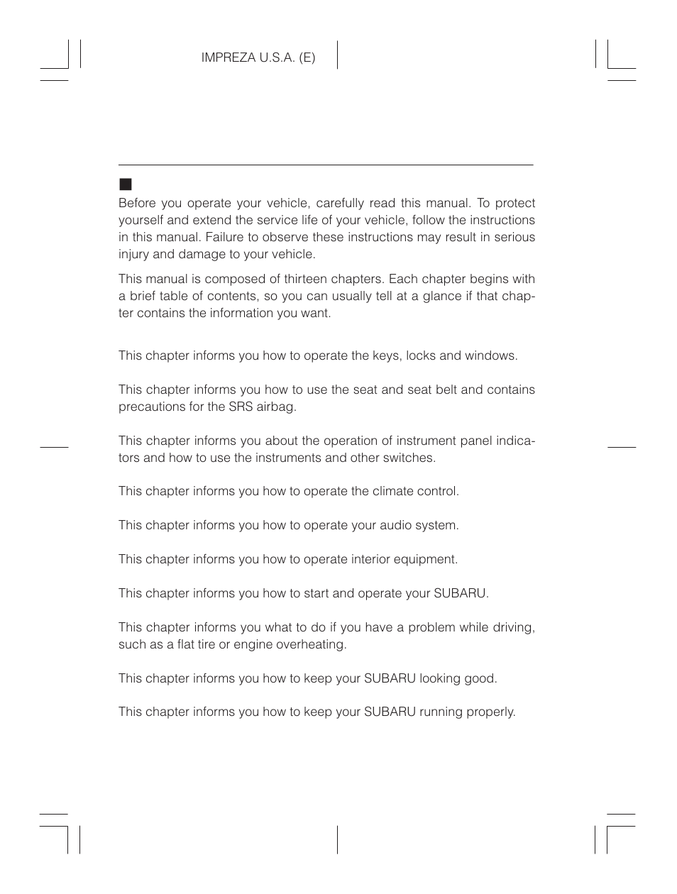 How to use this owner’s manual, Jusing your owner’s manual | Subaru Impreza 2.2L MT User Manual | Page 3 / 328