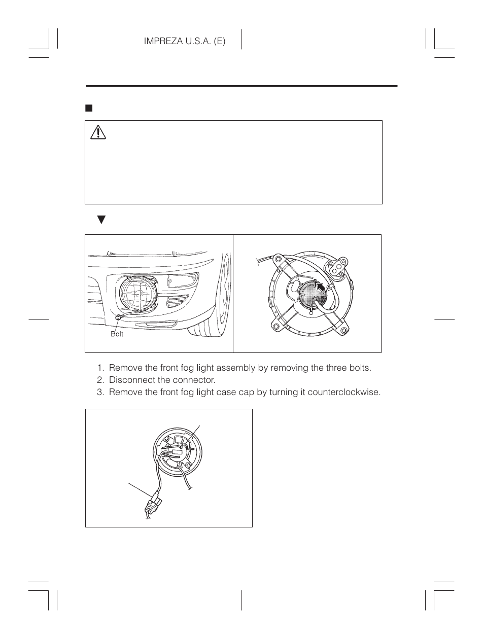 Fog light (if equipped), Caution | Subaru Impreza 2.2L MT User Manual | Page 308 / 328