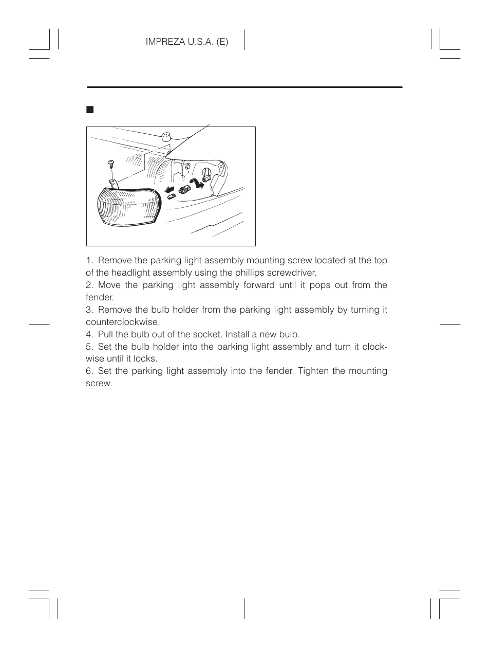 Parking light | Subaru Impreza 2.2L MT User Manual | Page 310 / 328