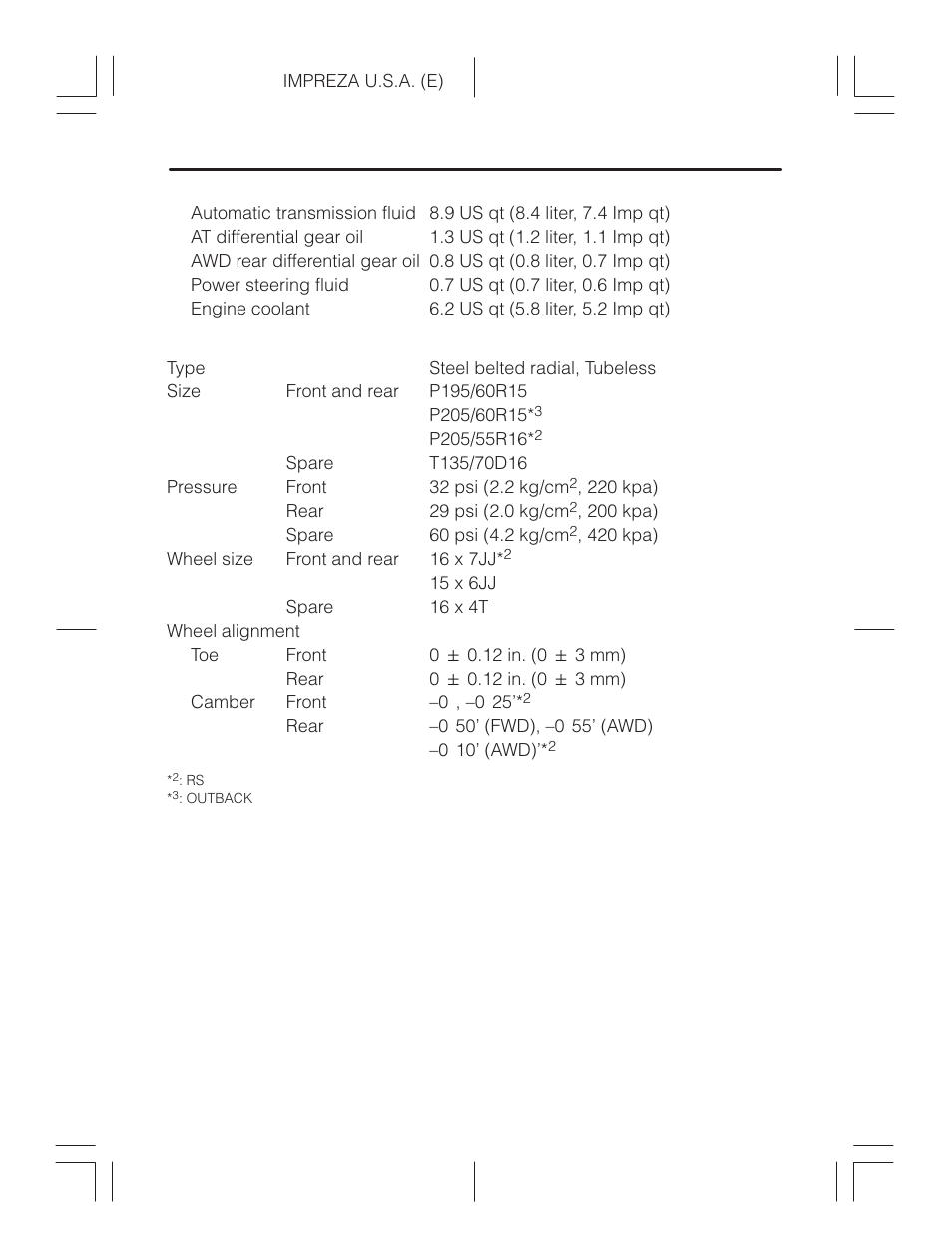 Tires | Subaru Impreza 2.2L MT User Manual | Page 319 / 328