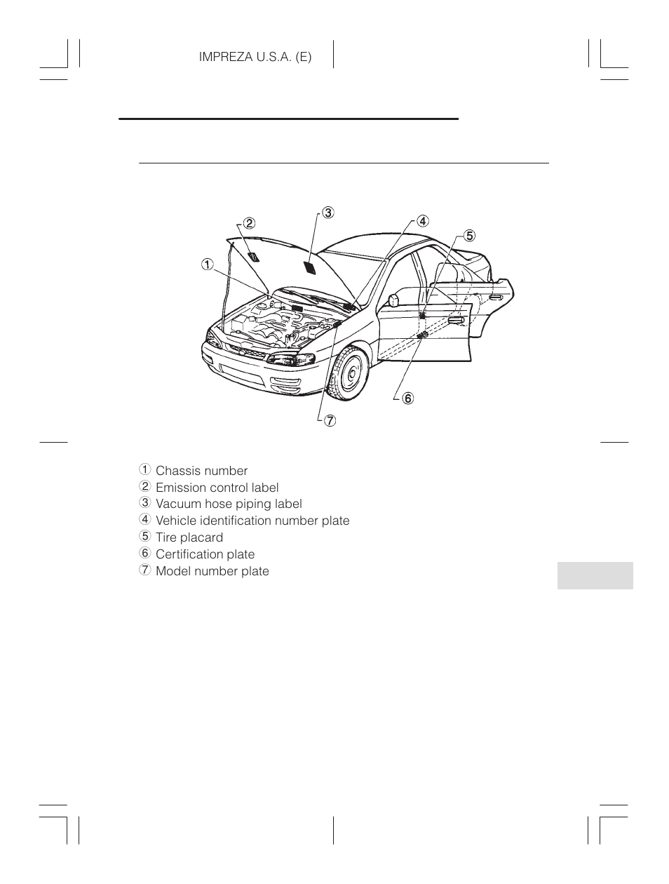 Vehicle identification | Subaru Impreza 2.2L MT User Manual | Page 324 / 328