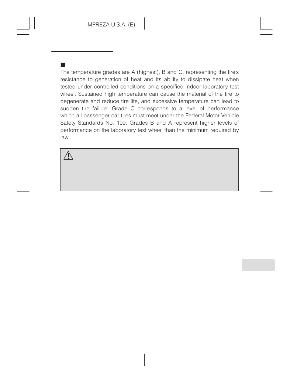 Temperature a, b, c, Warning | Subaru Impreza 2.2L MT User Manual | Page 327 / 328