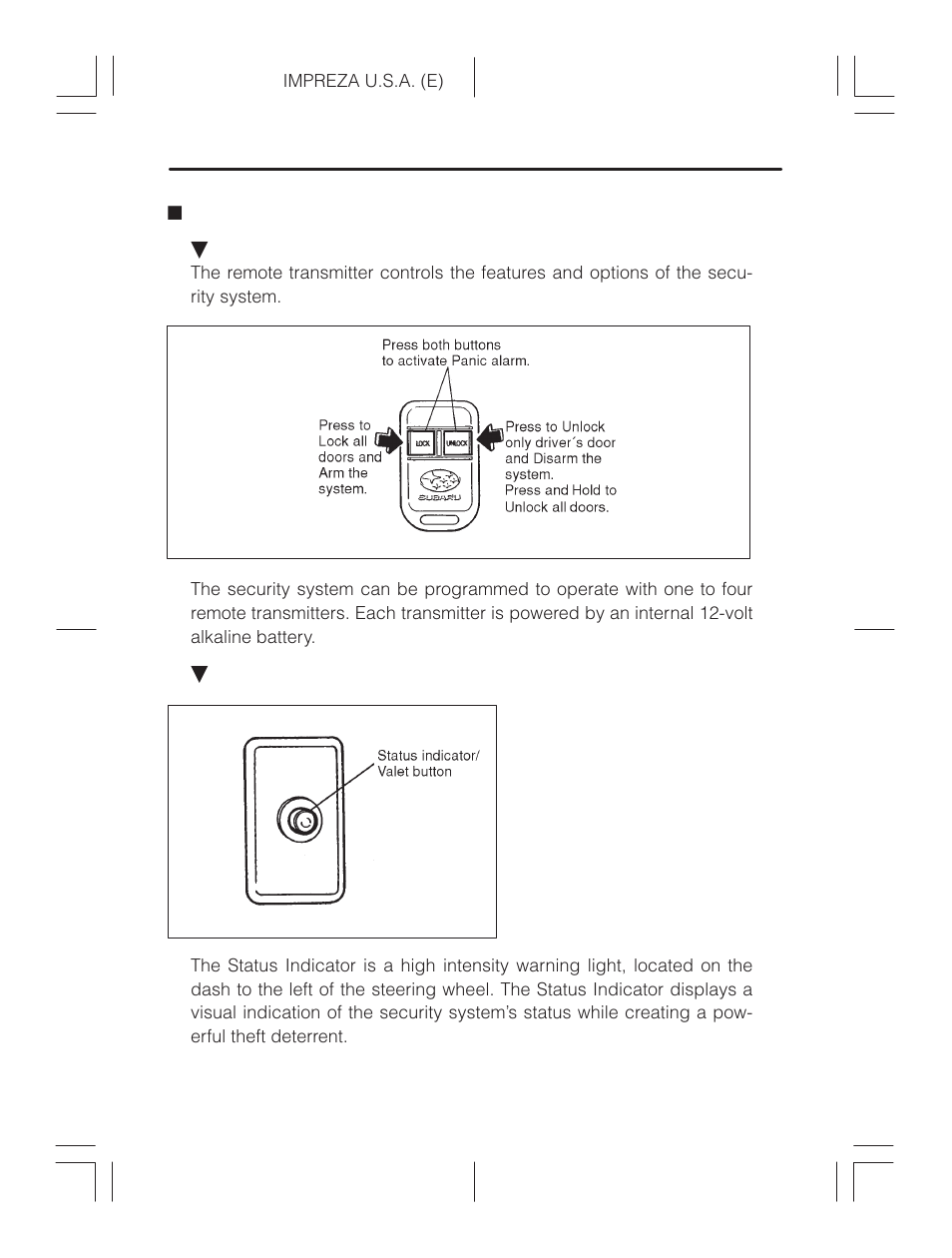 Security system components | Subaru Impreza 2.2L MT User Manual | Page 45 / 328