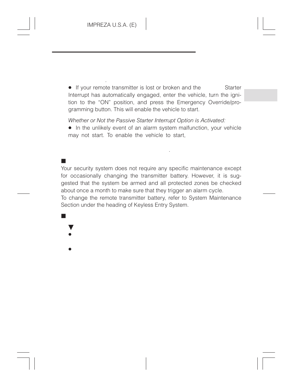 System maintenance, Trouble shooting guide | Subaru Impreza 2.2L MT User Manual | Page 52 / 328