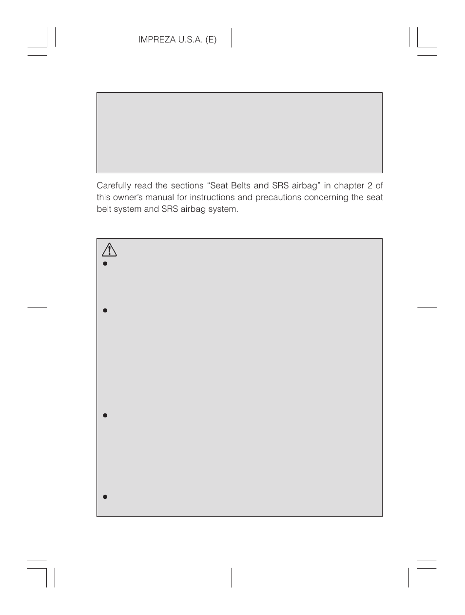 Child safety, Warning | Subaru Impreza 2.2L MT User Manual | Page 6 / 328