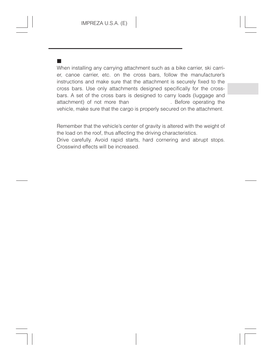 Installing carrying attachments on the cross bars | Subaru Impreza 2.2L MT User Manual | Page 66 / 328