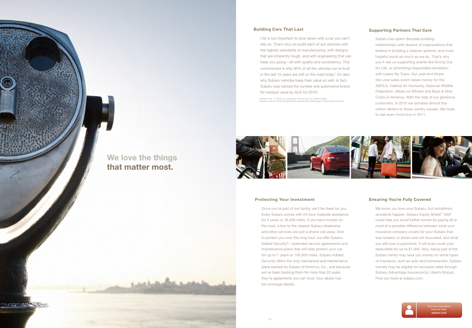 We love the things that matter most | Subaru Legacy 2.5GT User Manual | Page 11 / 17