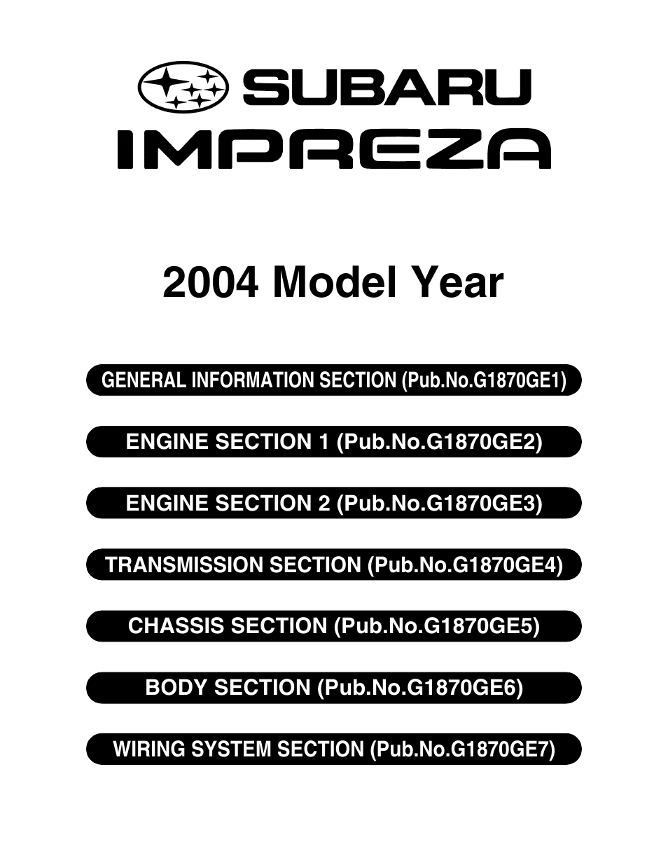 Subaru Impreza 2004 User Manual | 122 pages