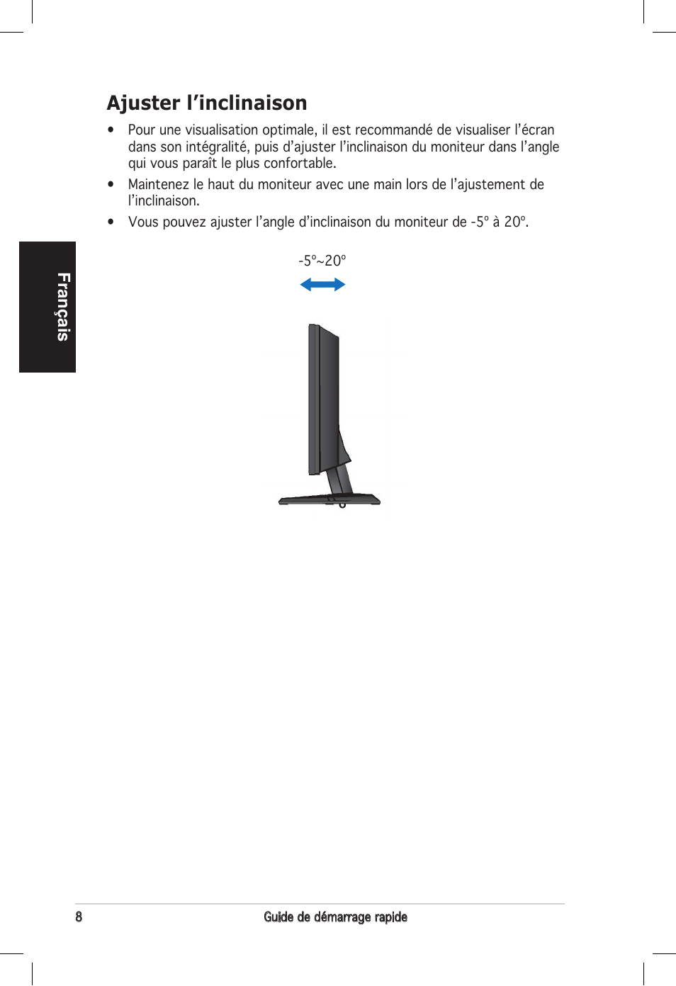 Ajuster l’inclinaison | Asus vw192 User Manual | Page 10 / 86