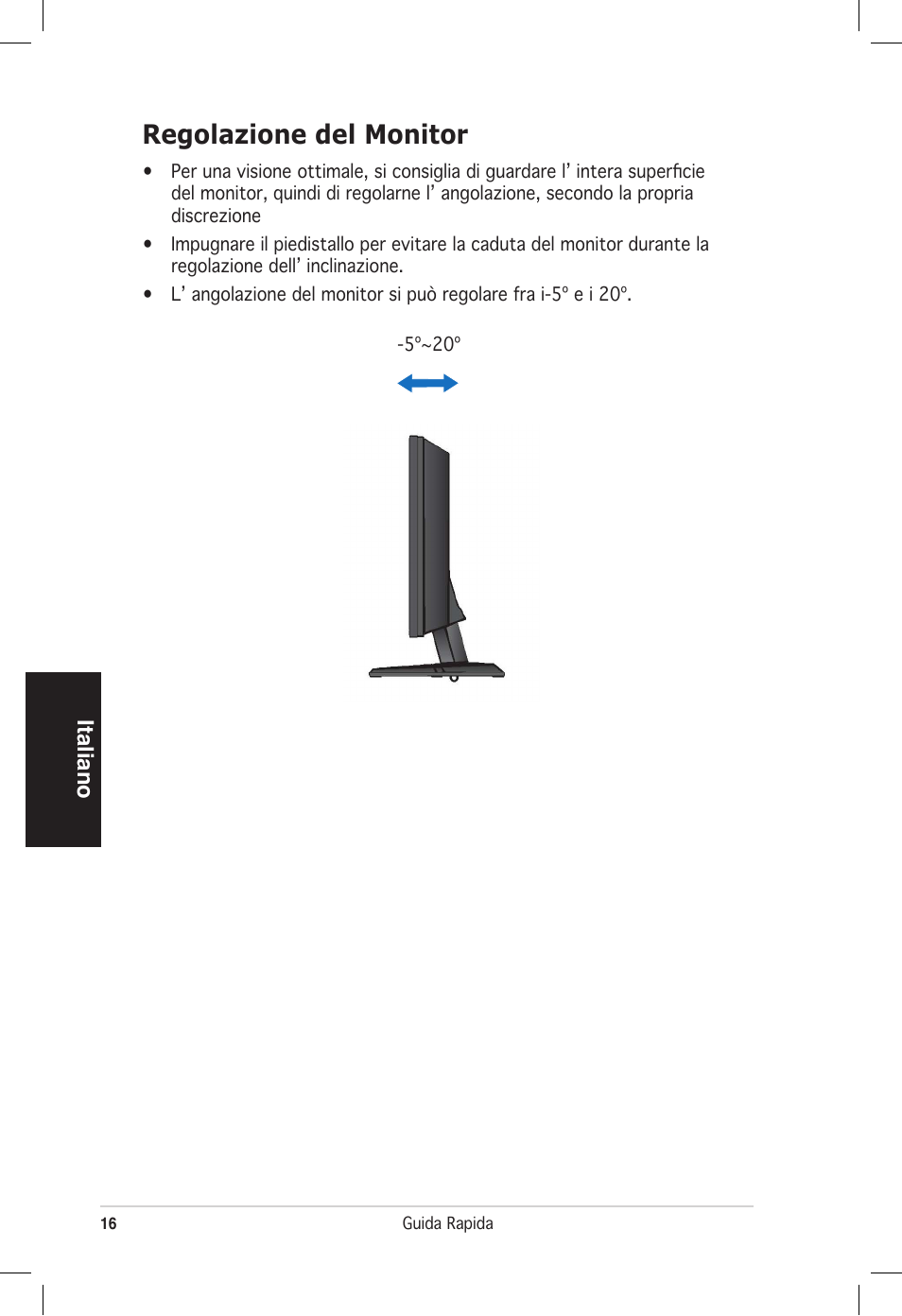 Regolazione del monitor, Italiano | Asus vw192 User Manual | Page 18 / 86