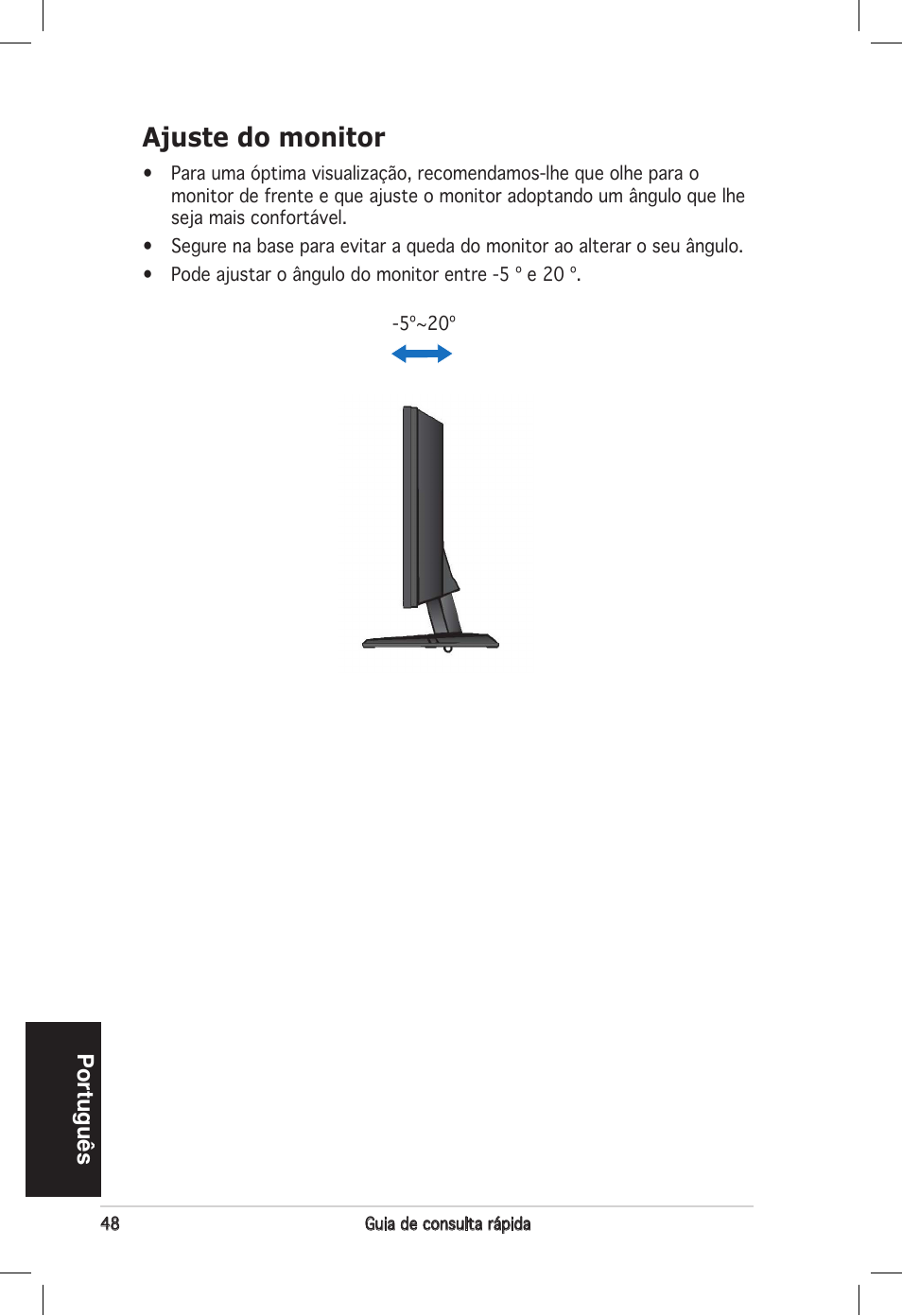 Ajuste do monitor | Asus vw192 User Manual | Page 50 / 86