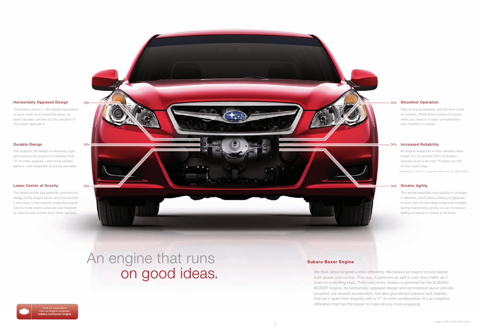 On good ideas. an engine that runs | Subaru Legacy 3.6R Premium User Manual | Page 6 / 20