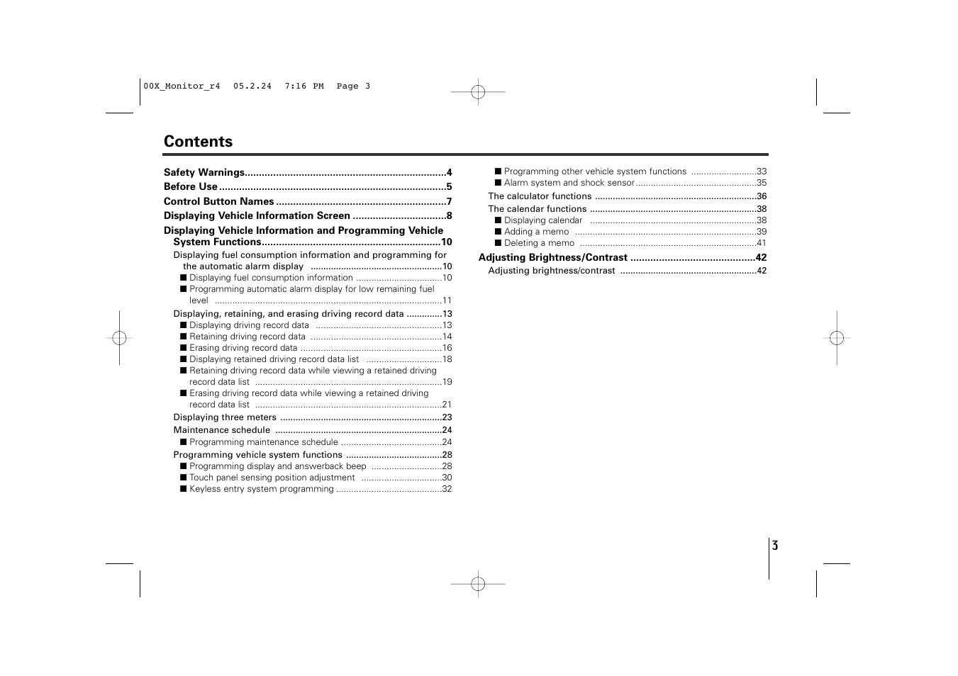Subaru Monitor User Manual | Page 2 / 42