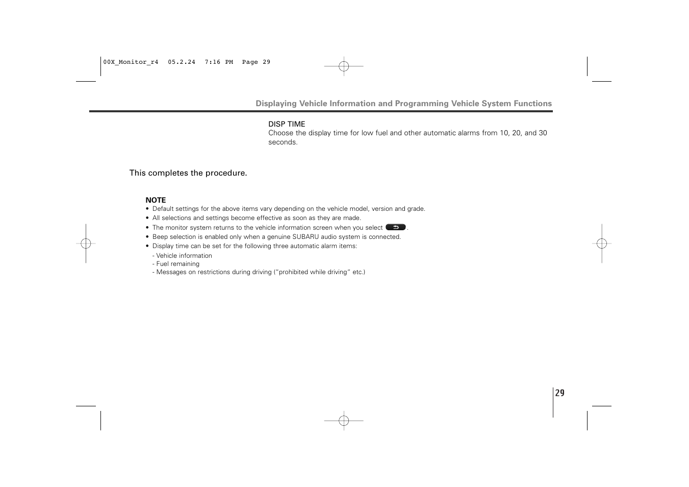 Subaru Monitor User Manual | Page 28 / 42