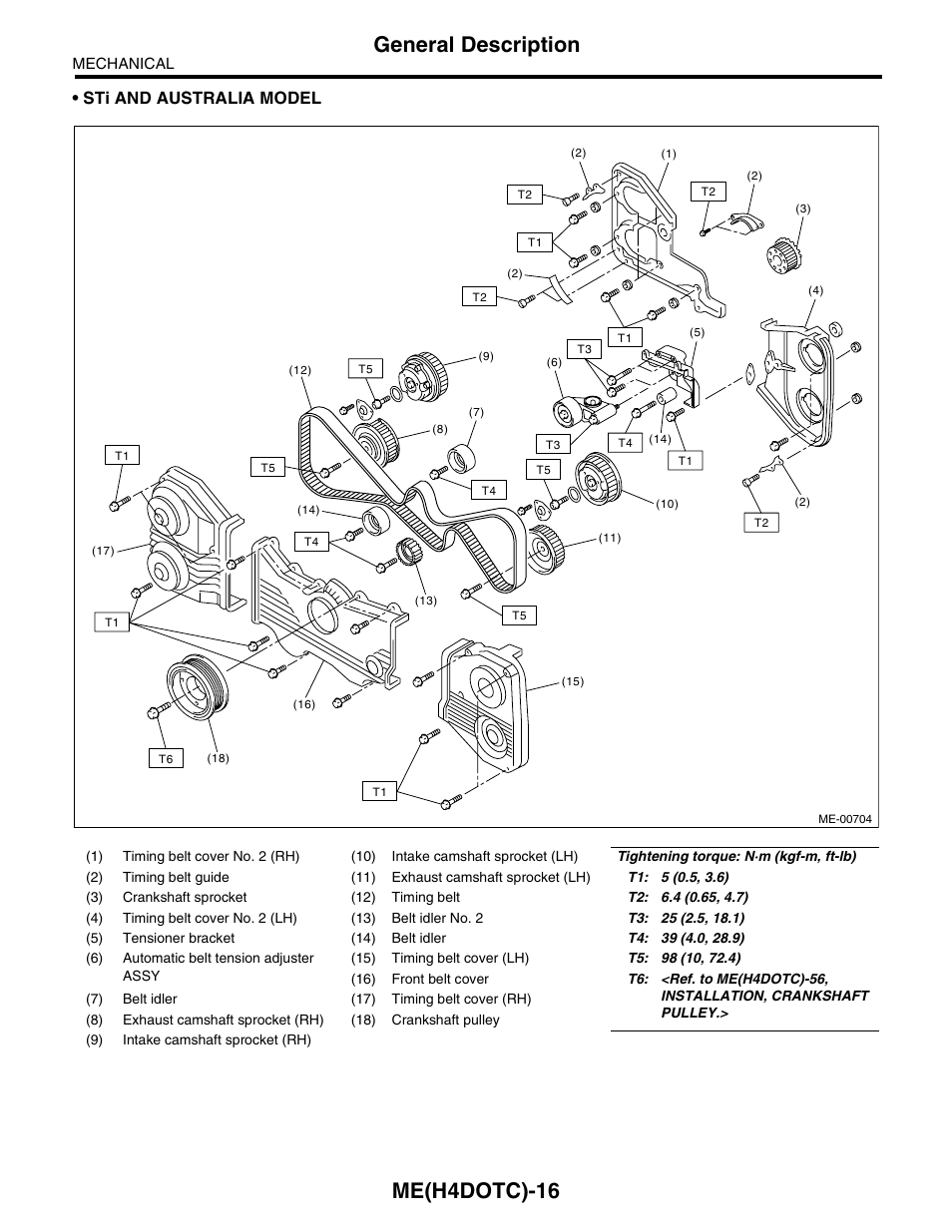 Me(h4dotc)-16, General description, Sti and australia model | Subaru Impreza 2004 User Manual | Page 17 / 56