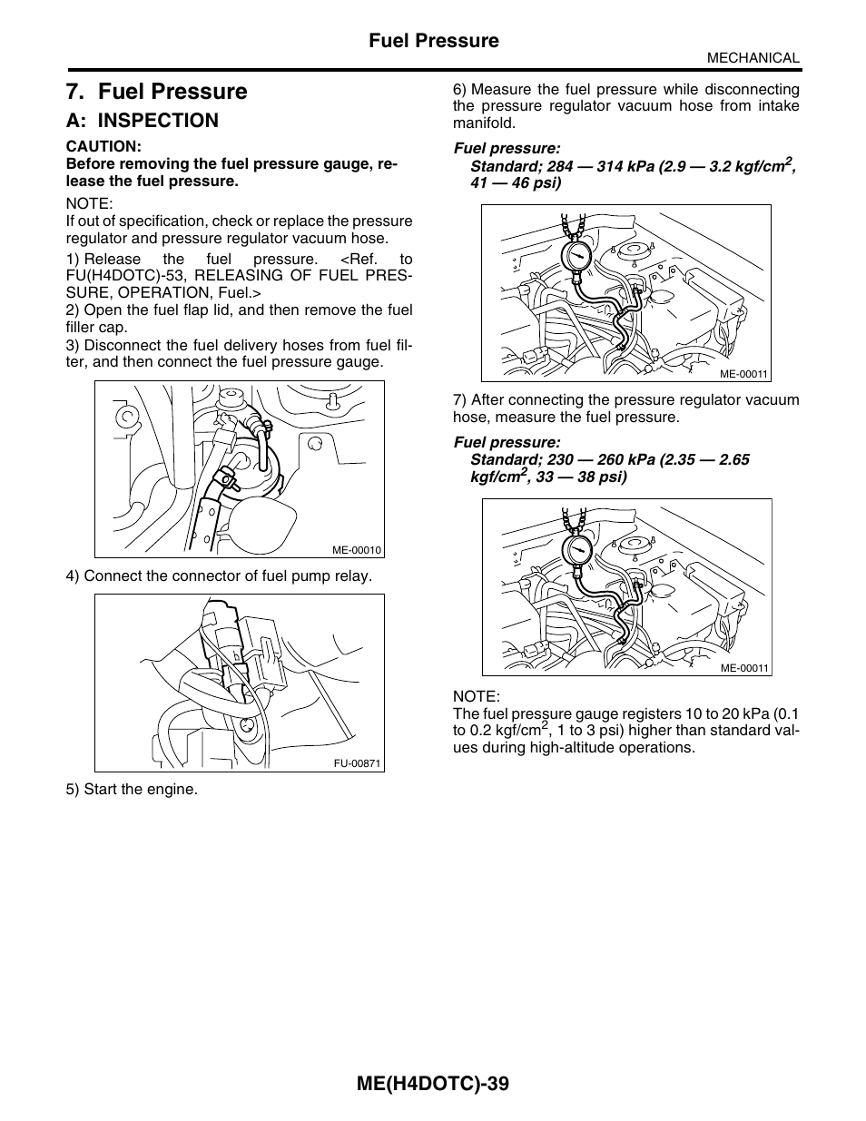 Fuel pressure, A: inspection, Me(h4dotc)-39 | Subaru Impreza 2004 User Manual | Page 40 / 56