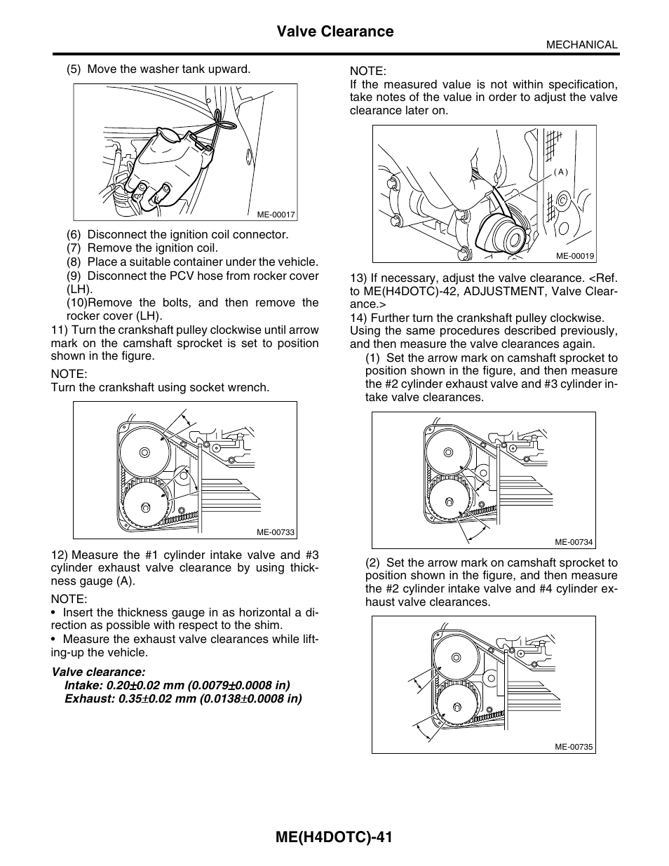 Me(h4dotc)-41, Valve clearance | Subaru Impreza 2004 User Manual | Page 42 / 56