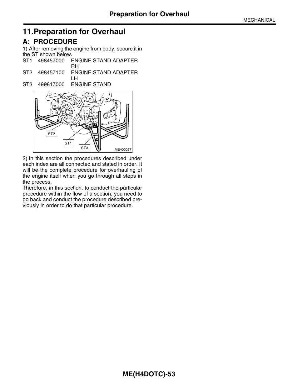 Preparation for overhaul, A: procedure, Me(h4dotc)-53 | Subaru Impreza 2004 User Manual | Page 54 / 56