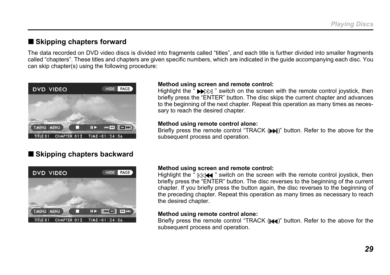 Skipping chapters forward, Skipping chapters backward | Subaru B9 TRIBECA User Manual | Page 30 / 59