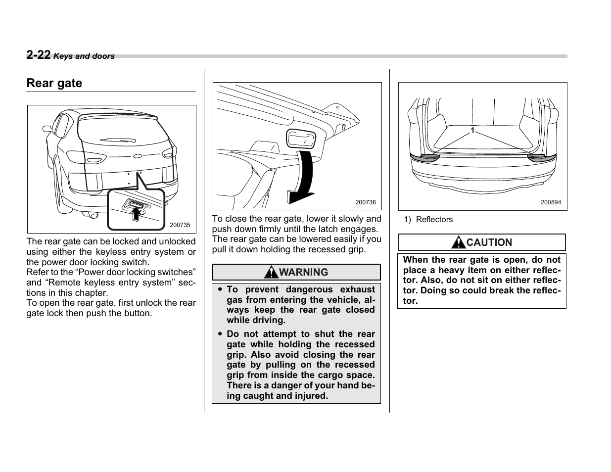 Rear gate | Subaru A3100BE User Manual | Page 116 / 376