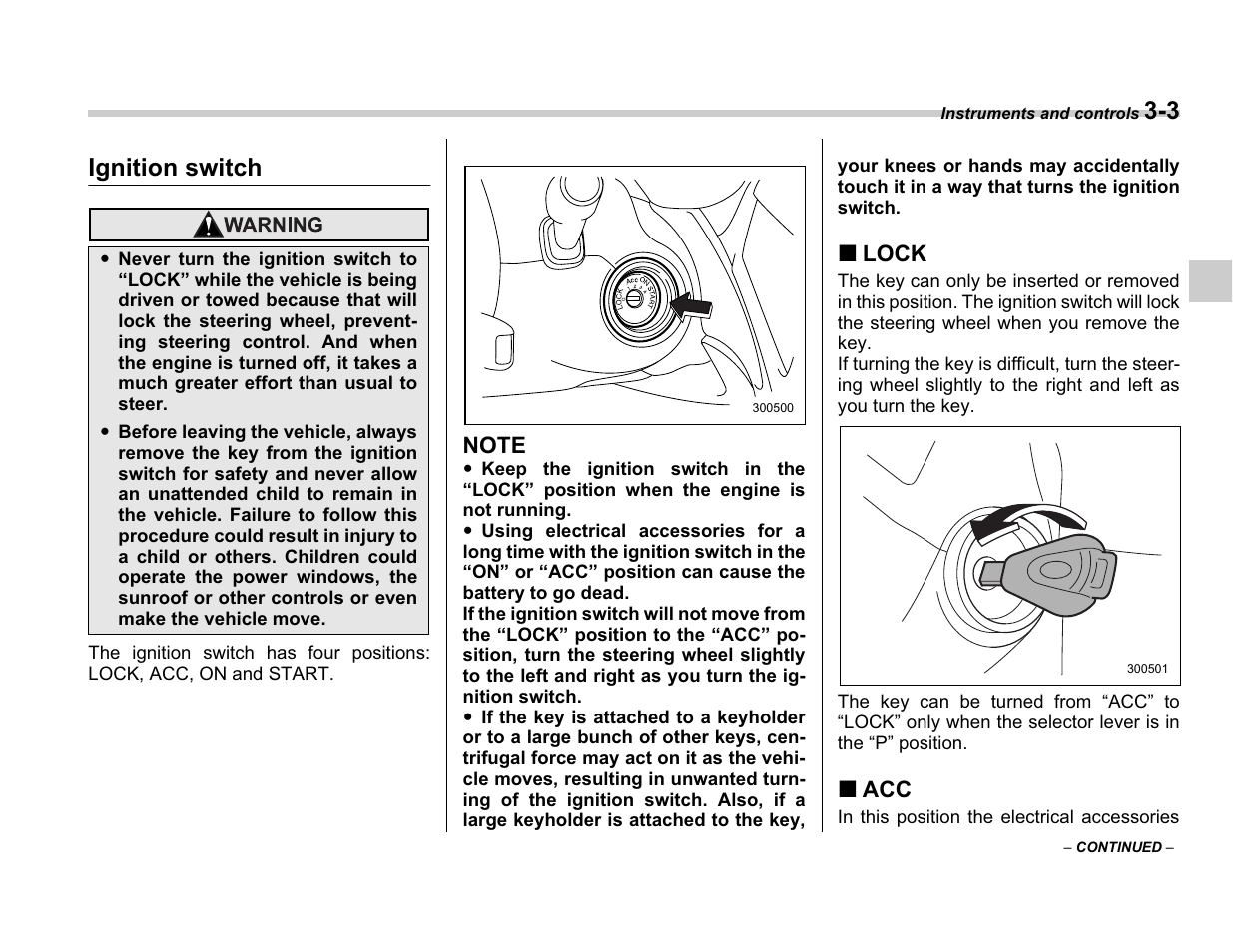Ignition switch | Subaru A3100BE User Manual | Page 123 / 376